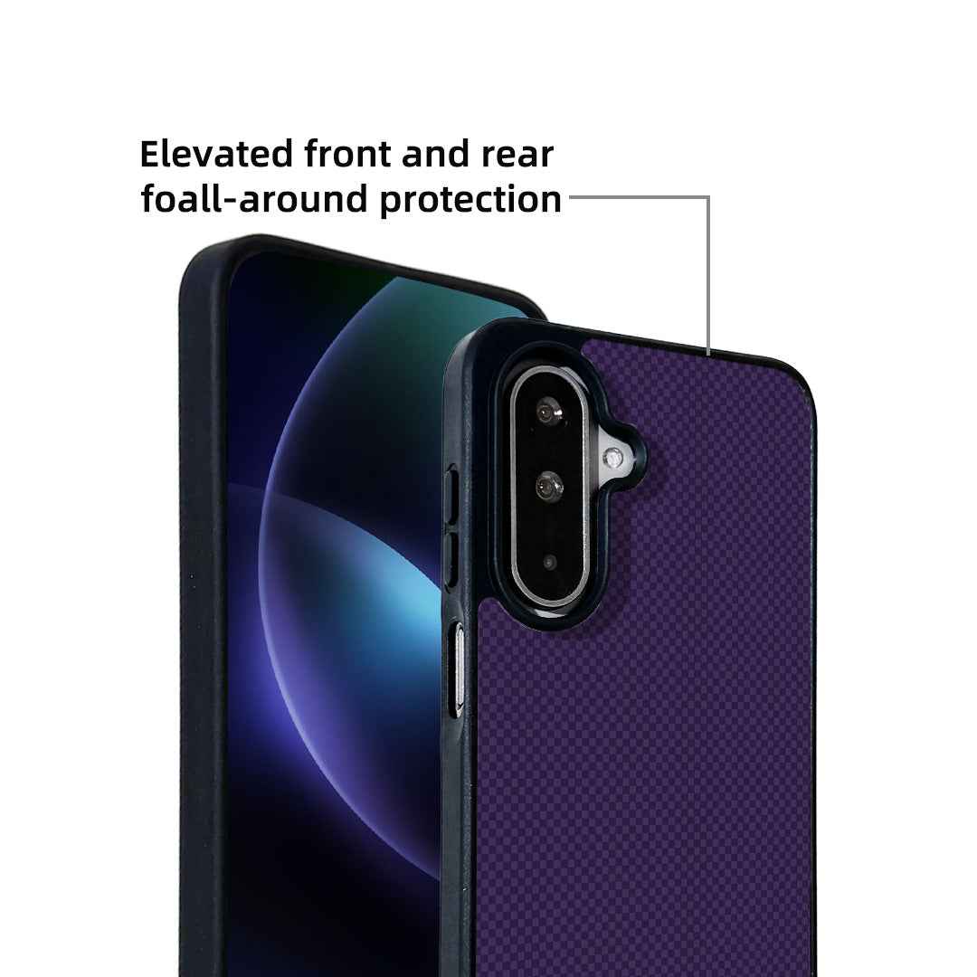 For Samsung Galaxy A57 5G Magnetic Case EYCASE Kevlar Series UV Printed Black Edge TPU Acrylic Phone Cover - Dark Purple