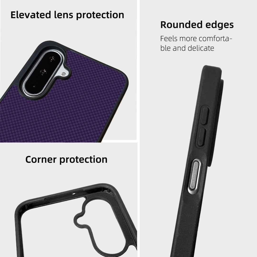 For Samsung Galaxy A57 5G Magnetic Case EYCASE Kevlar Series UV Printed Black Edge TPU Acrylic Phone Cover - Dark Purple