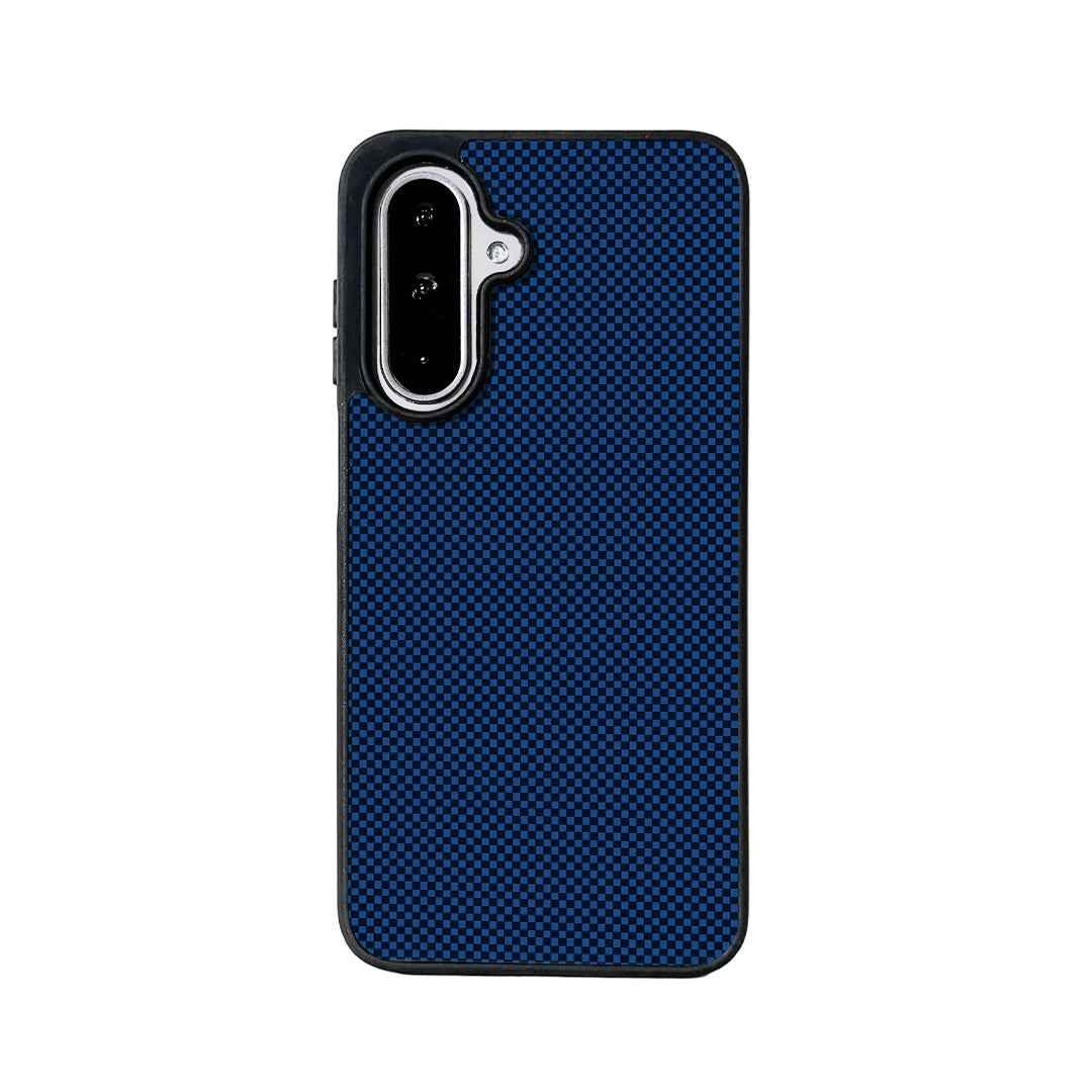 For Samsung Galaxy A57 5G Magnetic Case EYCASE Kevlar Series UV Printed Black Edge TPU Acrylic Phone Cover - Dark Blue
