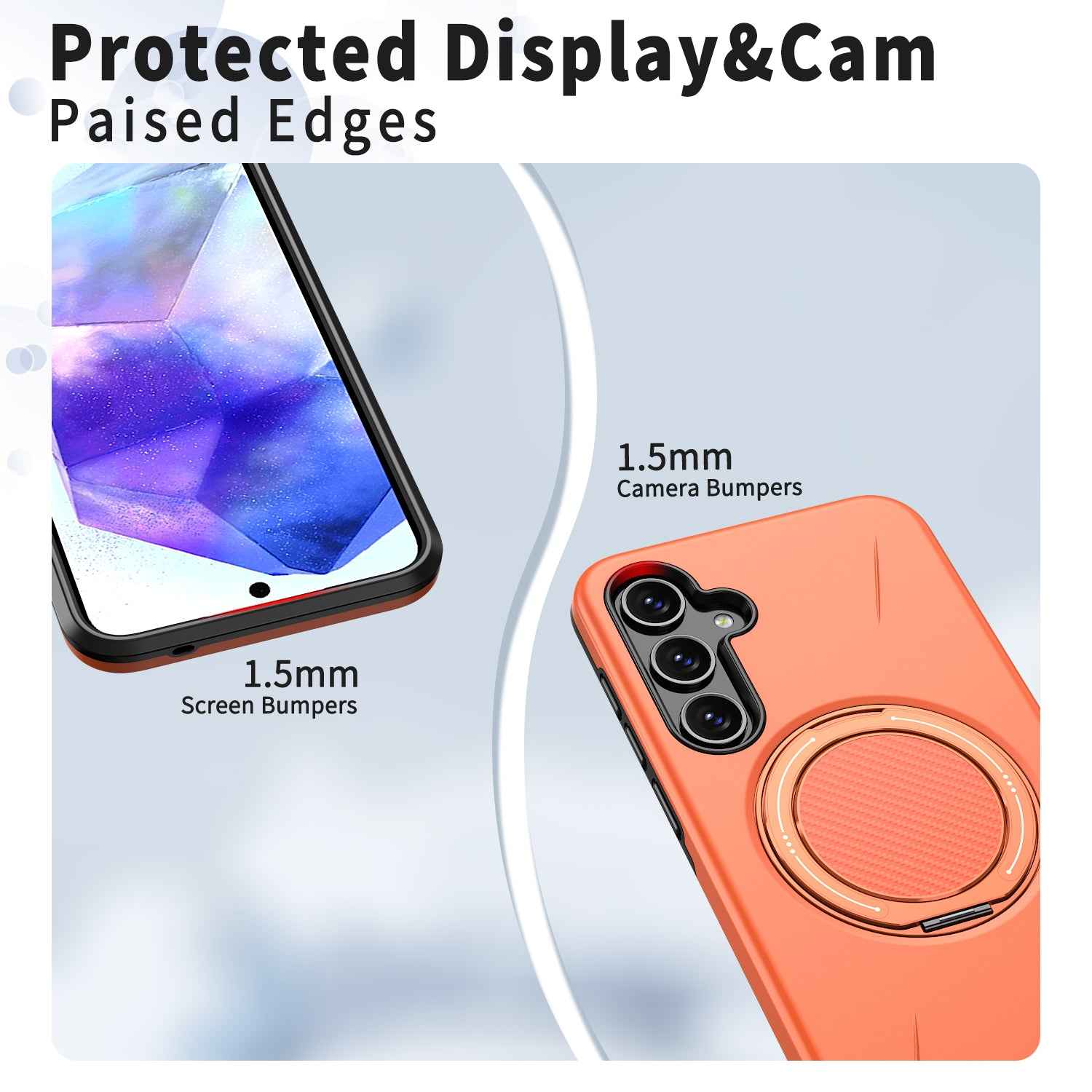 For Samsung Galaxy A57 5G Magnetic Case Rotating Kickstand TPU + PC Phone Cover - Orange