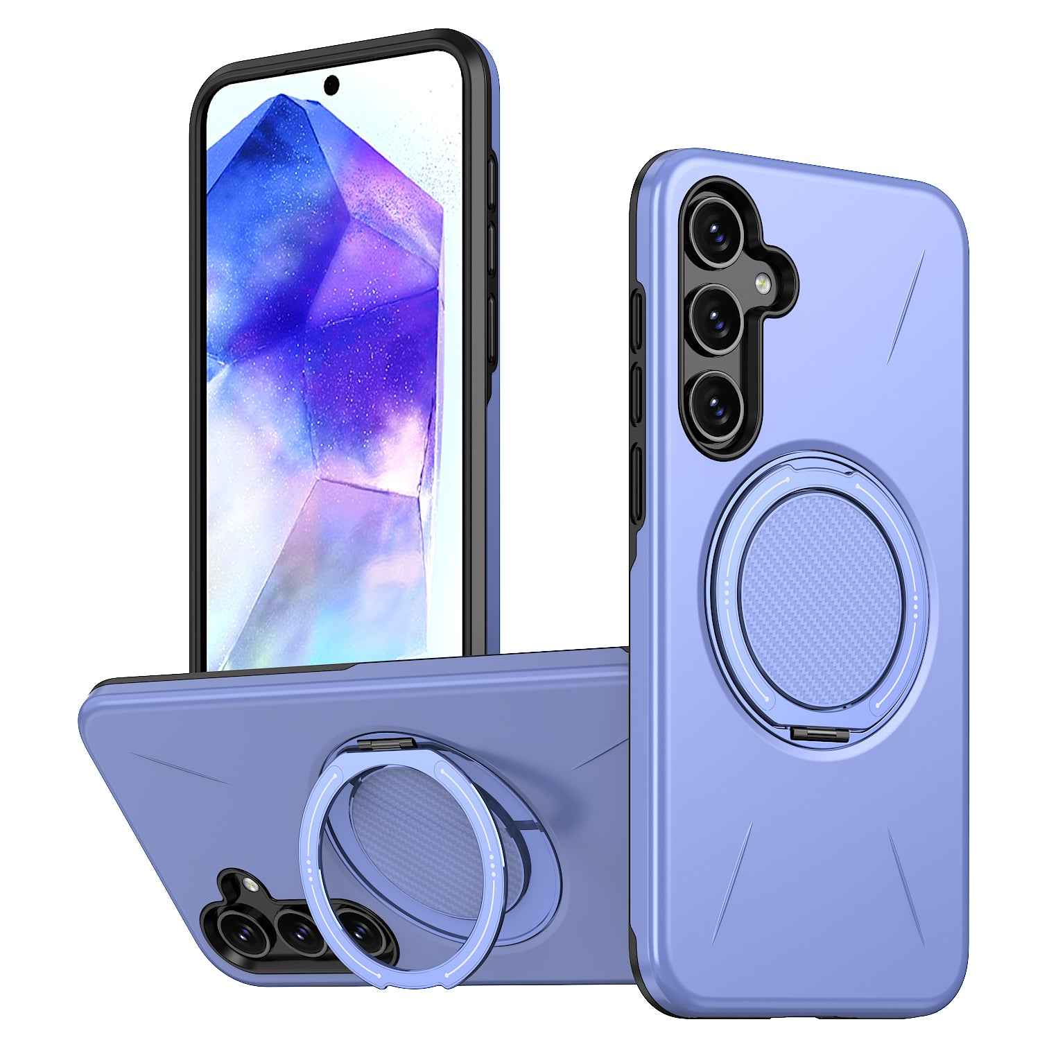 For Samsung Galaxy A57 5G Magnetic Case Rotating Kickstand TPU + PC Phone Cover - Purple