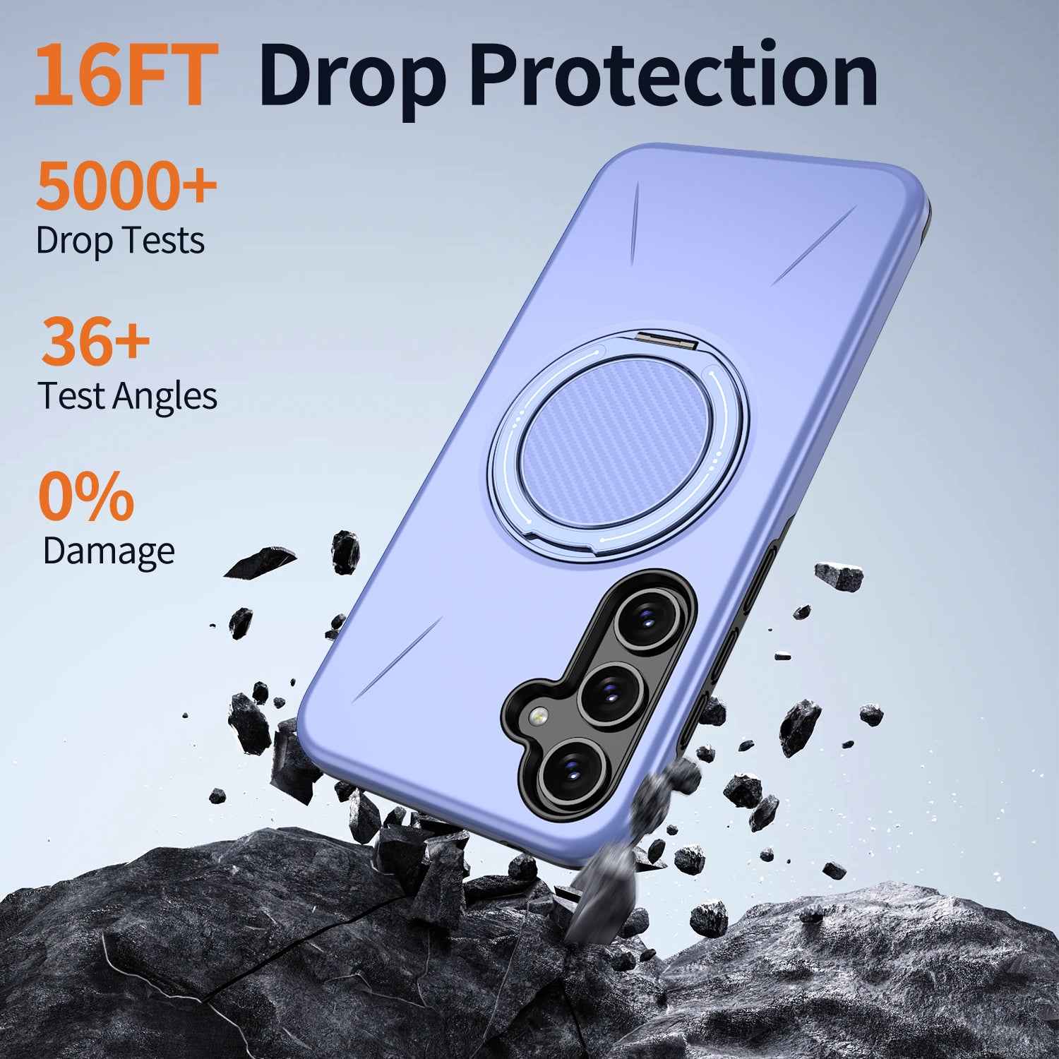 For Samsung Galaxy A57 5G Magnetic Case Rotating Kickstand TPU + PC Phone Cover - Purple