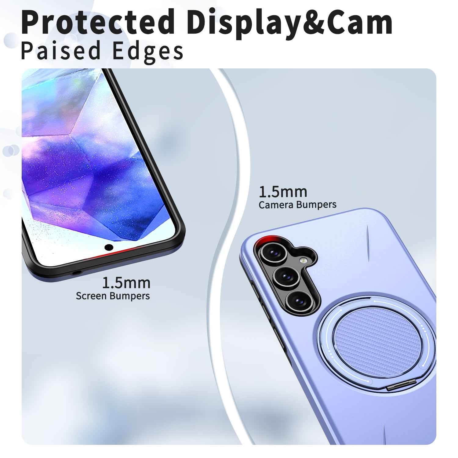 For Samsung Galaxy A57 5G Magnetic Case Rotating Kickstand TPU + PC Phone Cover - Purple