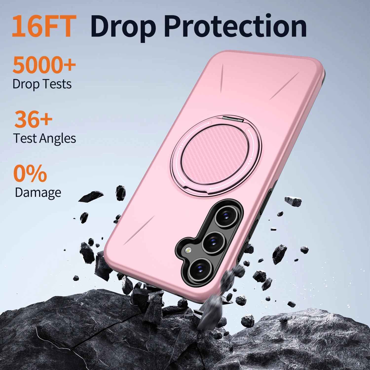 For Samsung Galaxy A57 5G Magnetic Case Rotating Kickstand TPU + PC Phone Cover - Pink