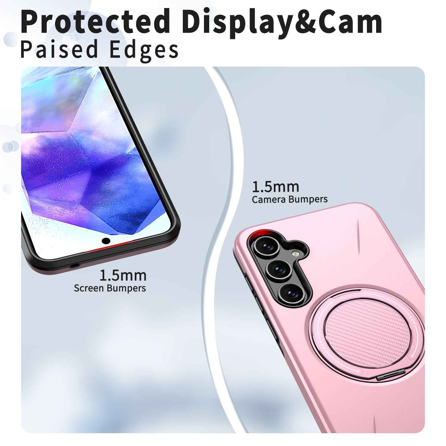 For Samsung Galaxy A57 5G Magnetic Case Rotating Kickstand TPU + PC Phone Cover - Pink