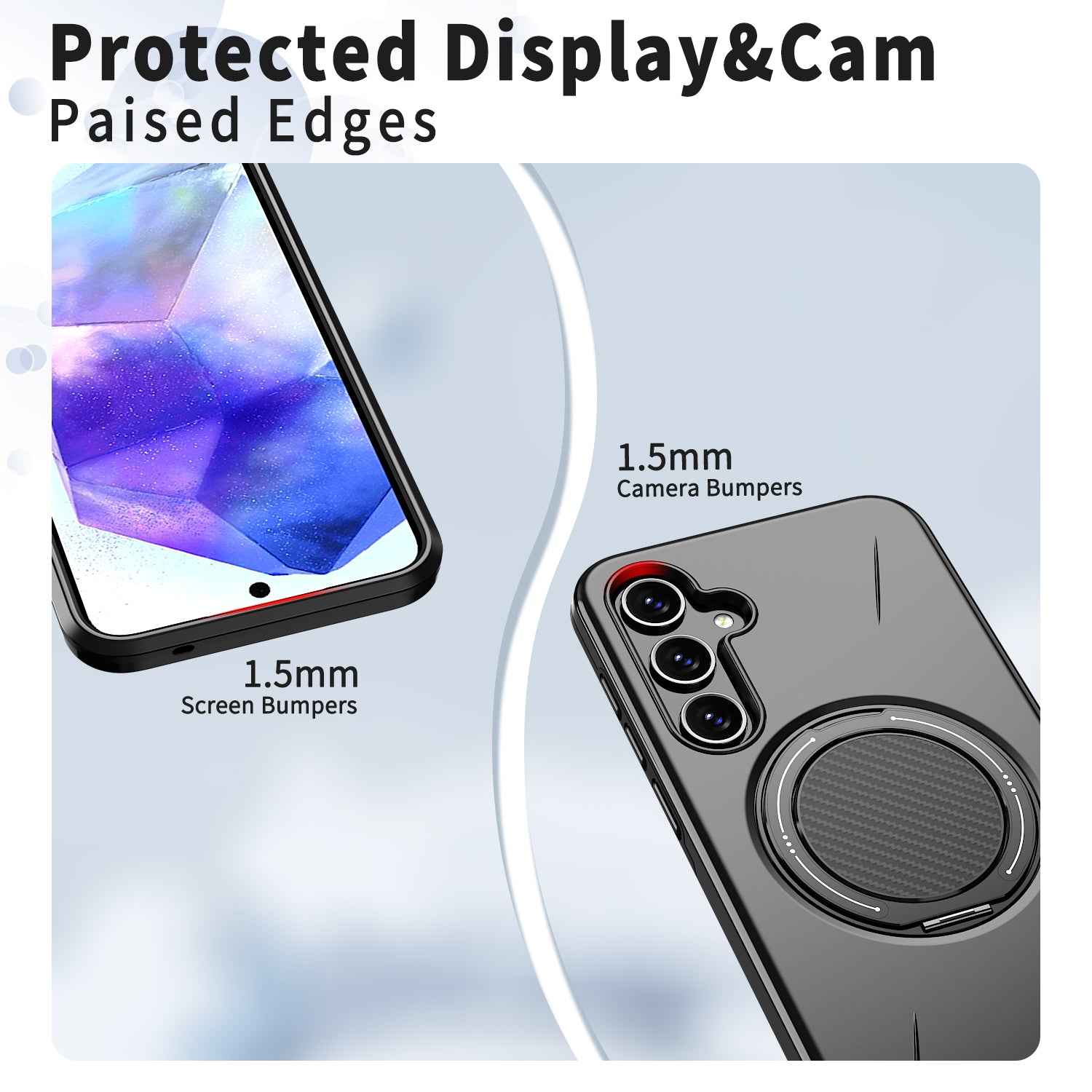 For Samsung Galaxy A57 5G Magnetic Case Rotating Kickstand TPU + PC Phone Cover - Black