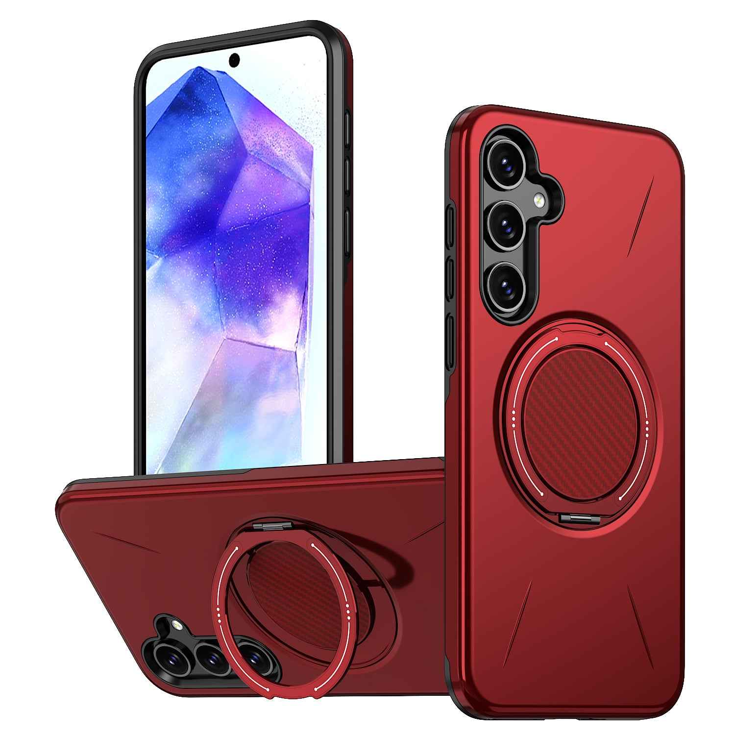 For Samsung Galaxy A57 5G Magnetic Case Rotating Kickstand TPU + PC Phone Cover - Red