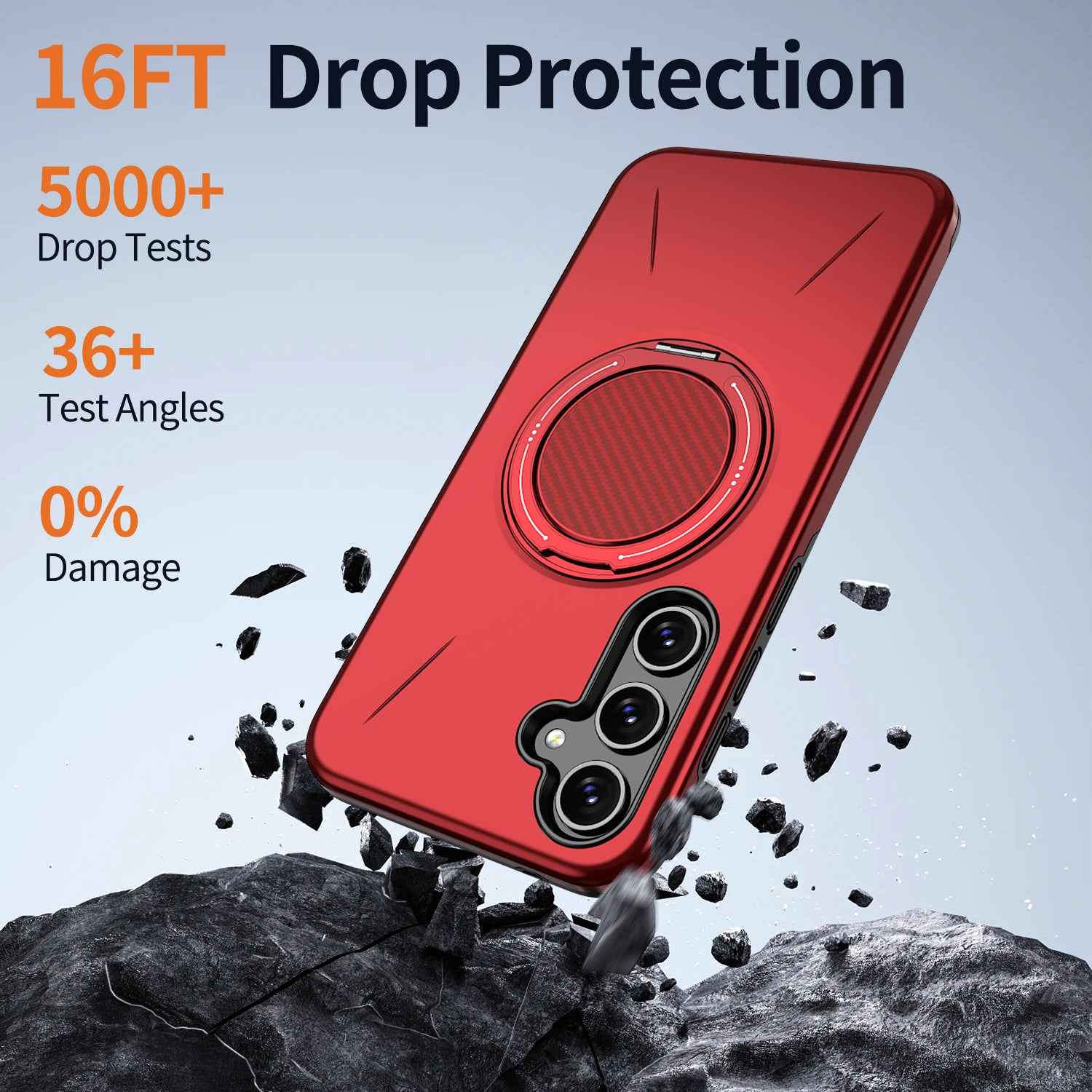 For Samsung Galaxy A57 5G Magnetic Case Rotating Kickstand TPU + PC Phone Cover - Red