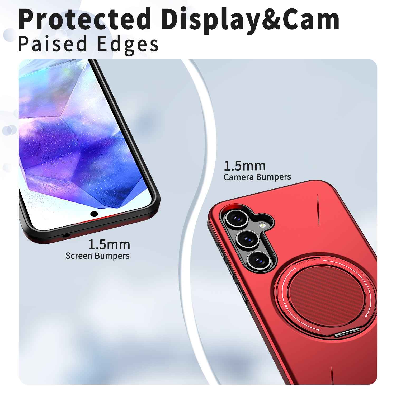 For Samsung Galaxy A57 5G Magnetic Case Rotating Kickstand TPU + PC Phone Cover - Red