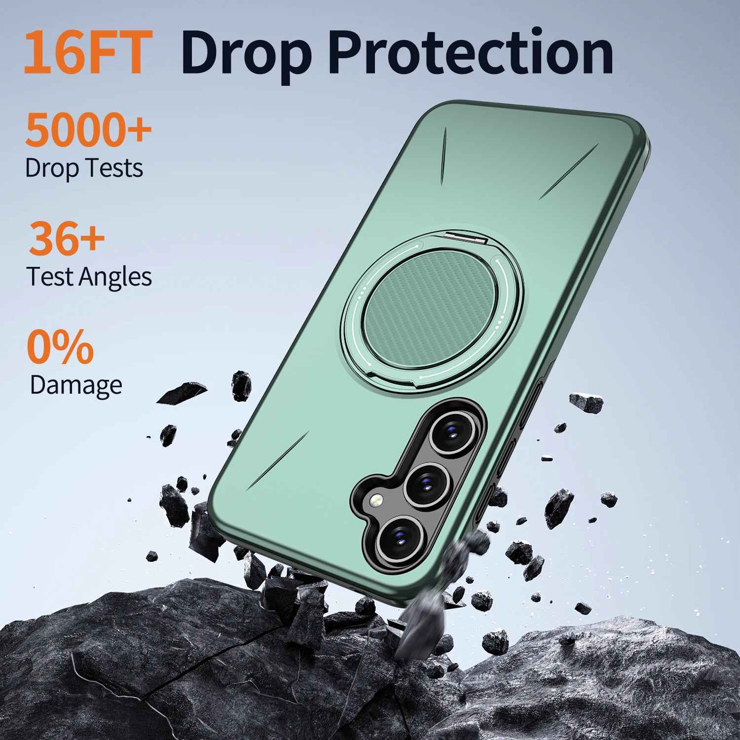 For Samsung Galaxy A57 5G Magnetic Case Rotating Kickstand TPU + PC Phone Cover - Green