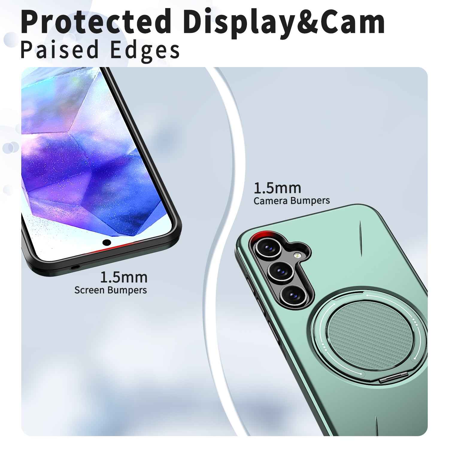 For Samsung Galaxy A57 5G Magnetic Case Rotating Kickstand TPU + PC Phone Cover - Green