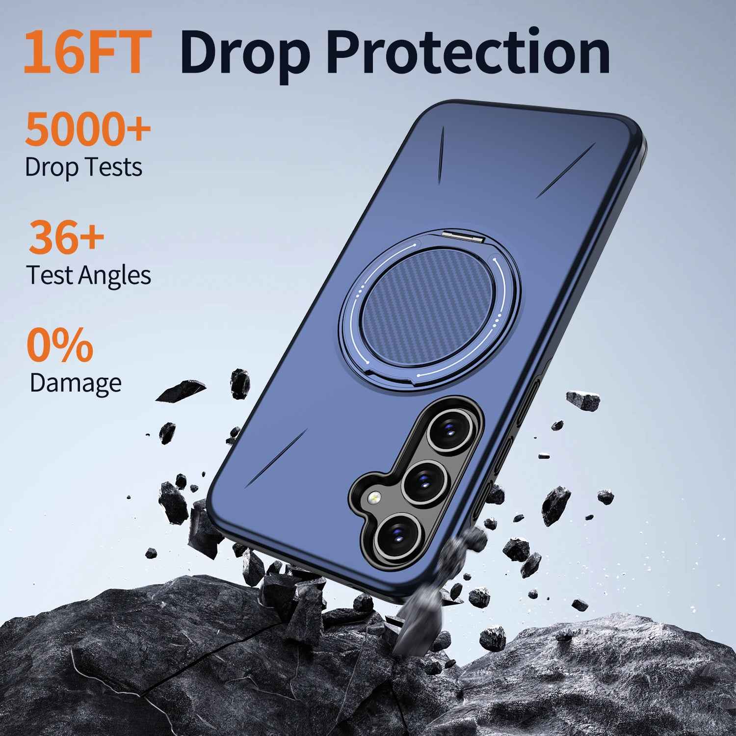For Samsung Galaxy A57 5G Magnetic Case Rotating Kickstand TPU + PC Phone Cover - Blue