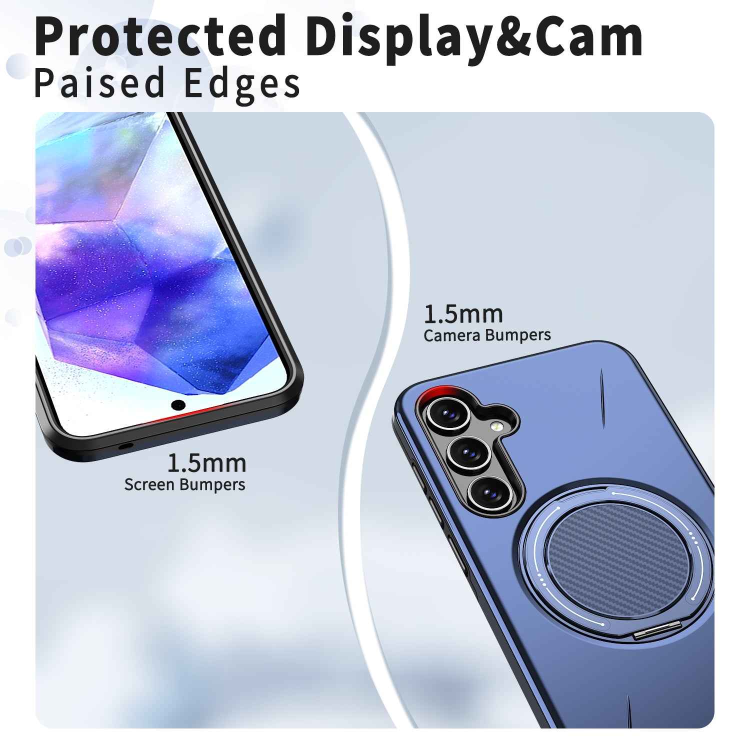 For Samsung Galaxy A57 5G Magnetic Case Rotating Kickstand TPU + PC Phone Cover - Blue
