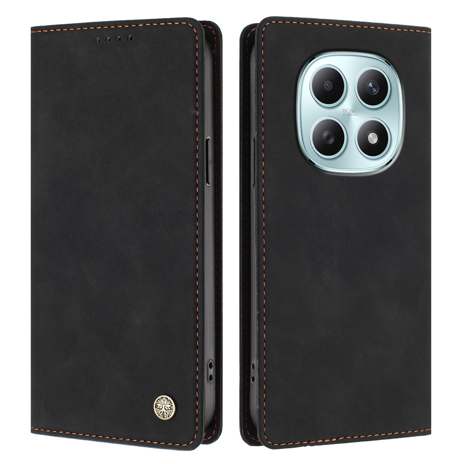 For Xiaomi Poco M8 5G / Xiaomi Redmi Note 15 4G (Global) / Xiaomi Redmi Note 15 5G (Global) Case HX RFID Blocking Wallet Stand Leather Flip Phone Cover - Black