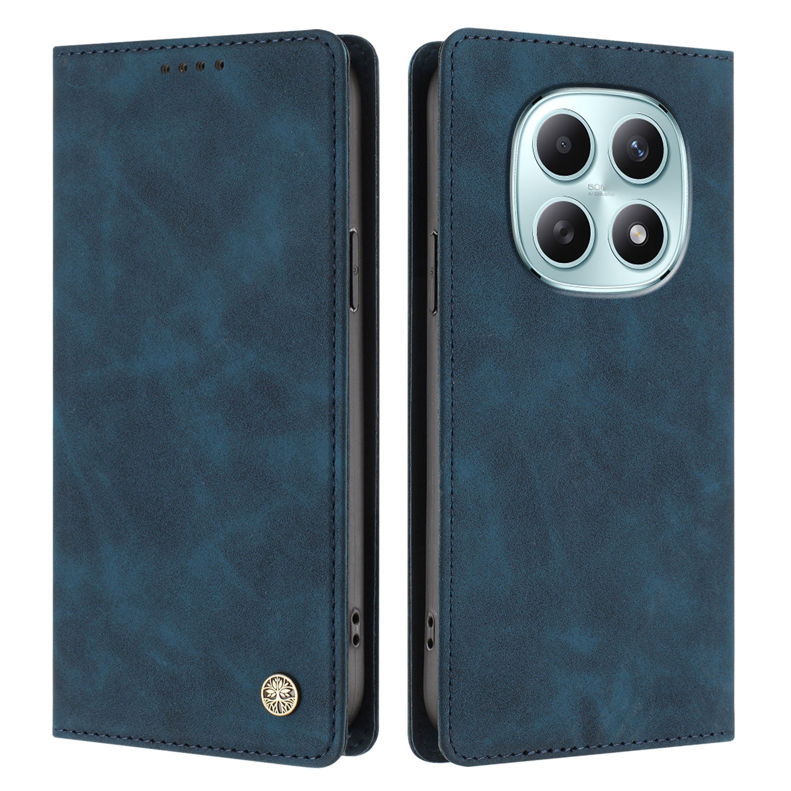 For Xiaomi Poco M8 5G / Xiaomi Redmi Note 15 4G (Global) / Xiaomi Redmi Note 15 5G (Global) Case HX RFID Blocking Wallet Stand Leather Flip Phone Cover - Dark Blue