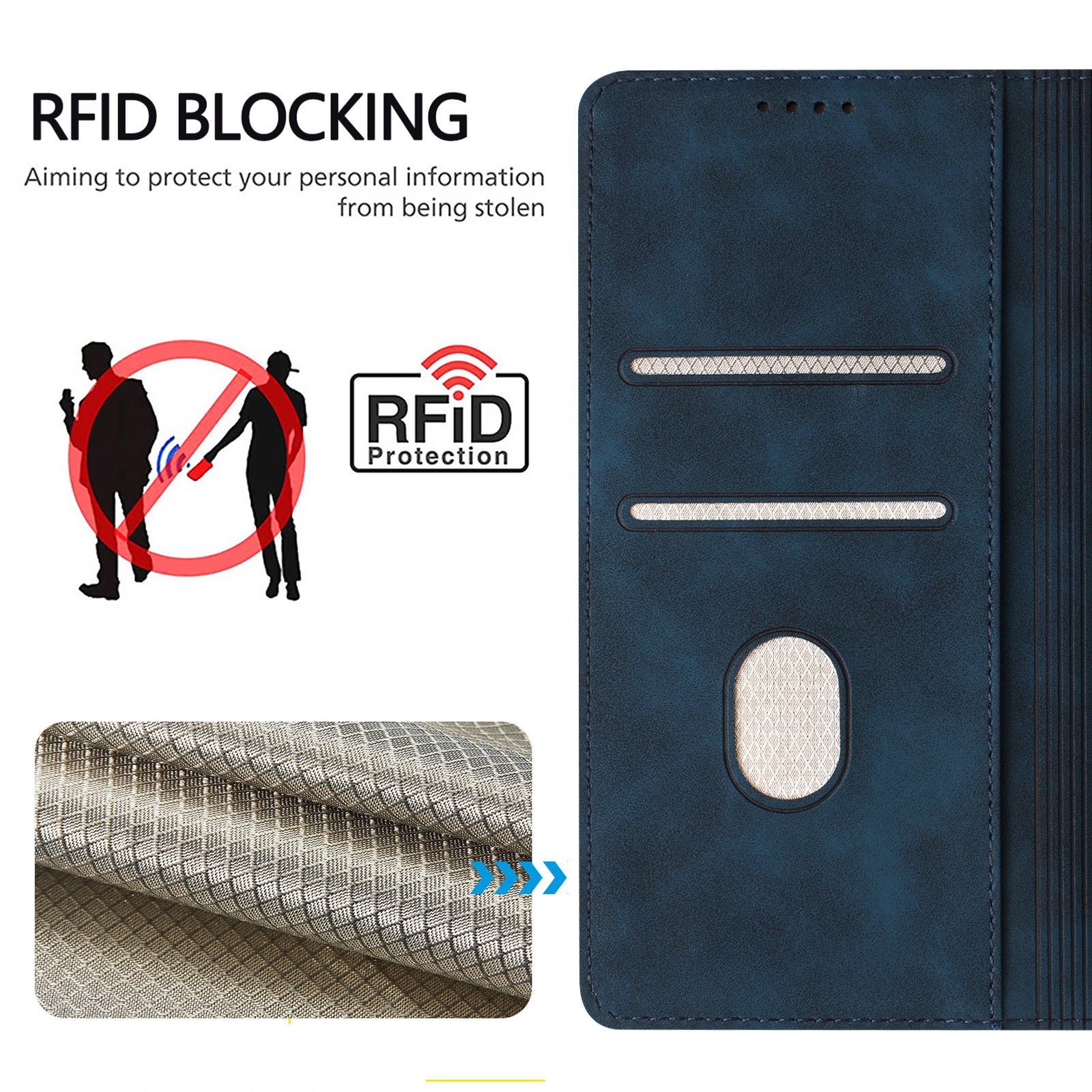 For Xiaomi Poco M8 5G / Xiaomi Redmi Note 15 4G (Global) / Xiaomi Redmi Note 15 5G (Global) Case HX RFID Blocking Wallet Stand Leather Flip Phone Cover - Dark Blue