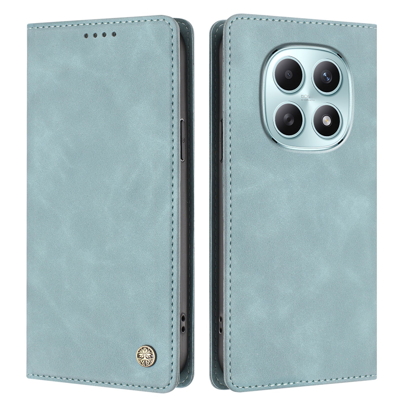 For Xiaomi Poco M8 5G / Xiaomi Redmi Note 15 4G (Global) / Xiaomi Redmi Note 15 5G (Global) Case HX RFID Blocking Wallet Stand Leather Flip Phone Cover - Lake Blue