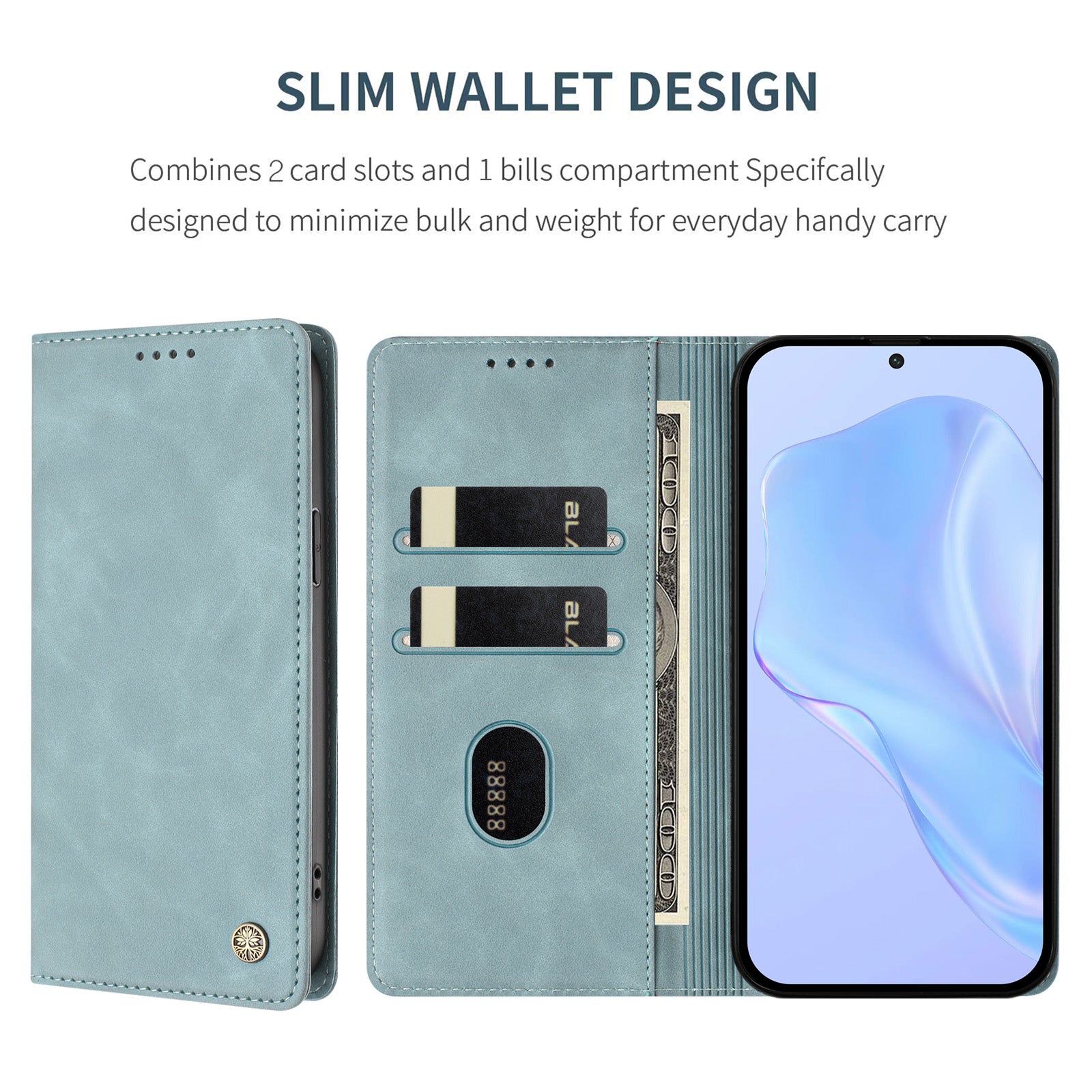 For Xiaomi Poco M8 5G / Xiaomi Redmi Note 15 4G (Global) / Xiaomi Redmi Note 15 5G (Global) Case HX RFID Blocking Wallet Stand Leather Flip Phone Cover - Lake Blue