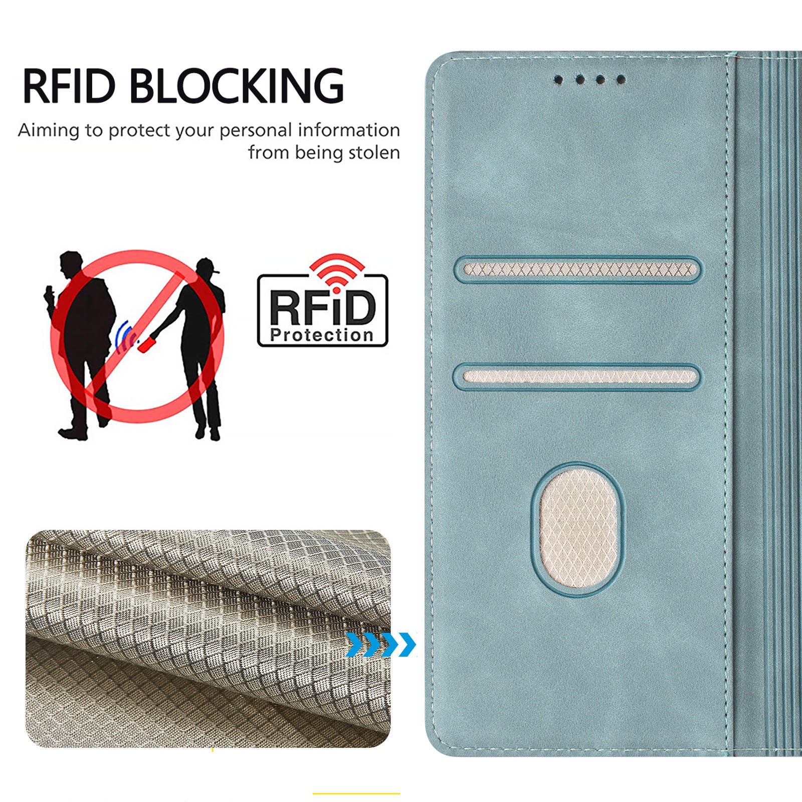For Xiaomi Poco M8 5G / Xiaomi Redmi Note 15 4G (Global) / Xiaomi Redmi Note 15 5G (Global) Case HX RFID Blocking Wallet Stand Leather Flip Phone Cover - Lake Blue