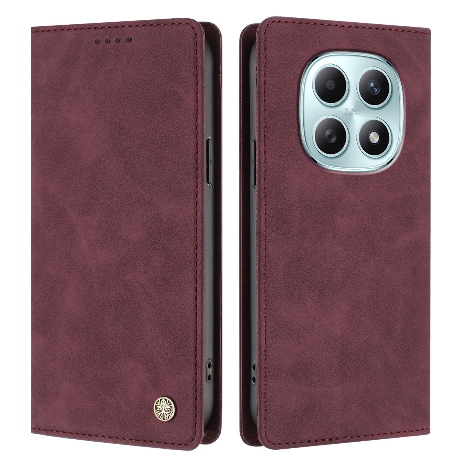 For Xiaomi Poco M8 5G / Xiaomi Redmi Note 15 4G (Global) / Xiaomi Redmi Note 15 5G (Global) Case HX RFID Blocking Wallet Stand Leather Flip Phone Cover - Wine Red