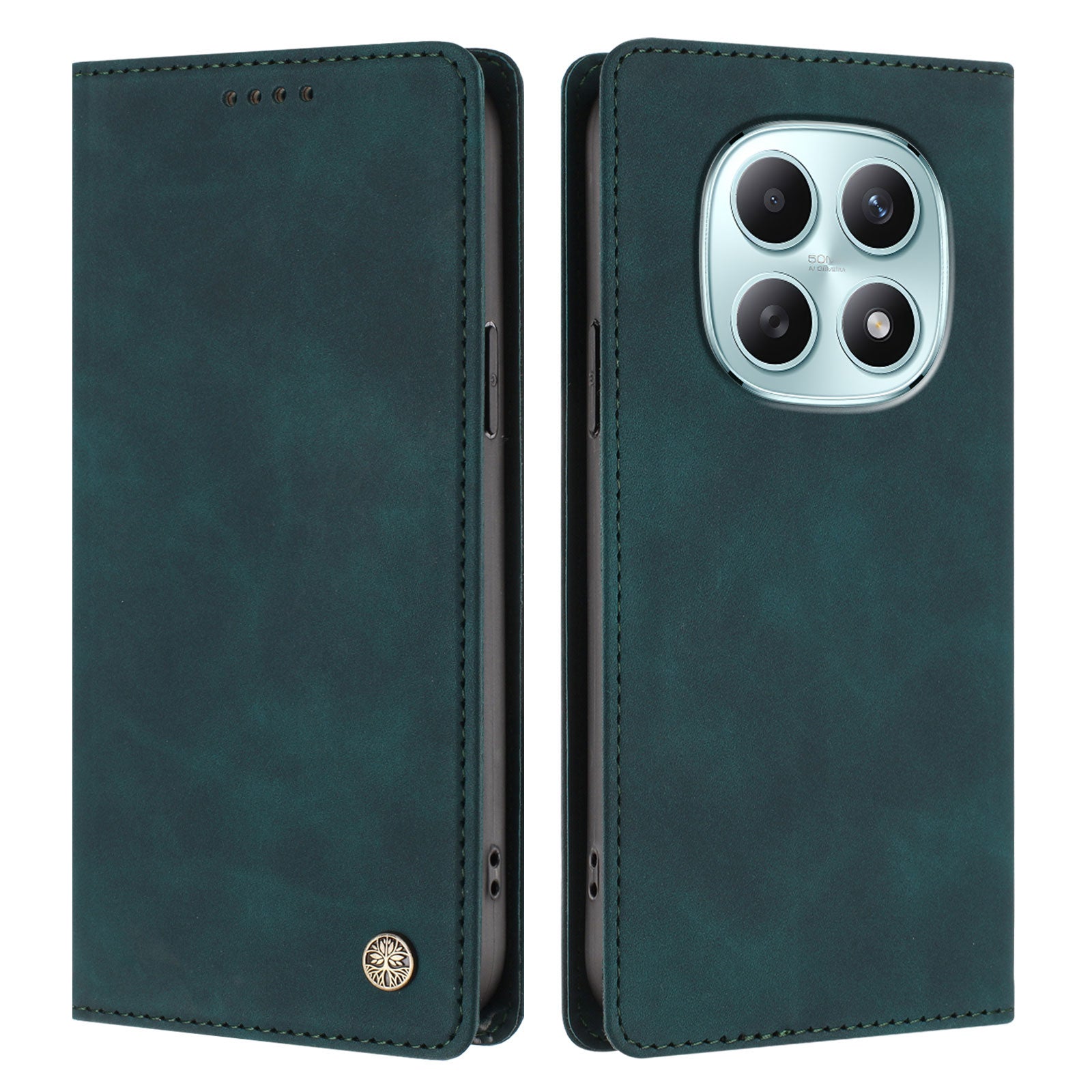 For Xiaomi Poco M8 5G / Xiaomi Redmi Note 15 4G (Global) / Xiaomi Redmi Note 15 5G (Global) Case HX RFID Blocking Wallet Stand Leather Flip Phone Cover - Dark Green