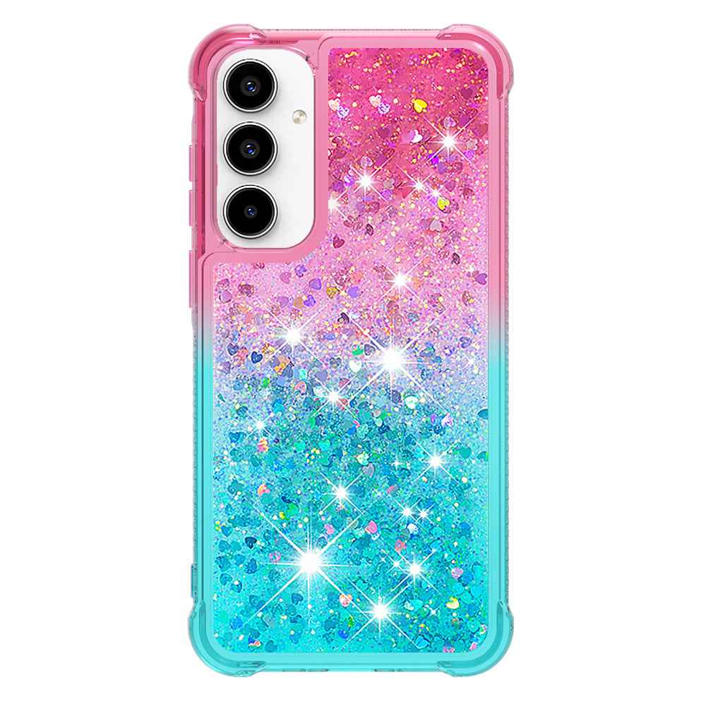 For Samsung Galaxy A57 5G TPU Case Gradient Quicksand Phone Back Cover - Pink+Sky Blue