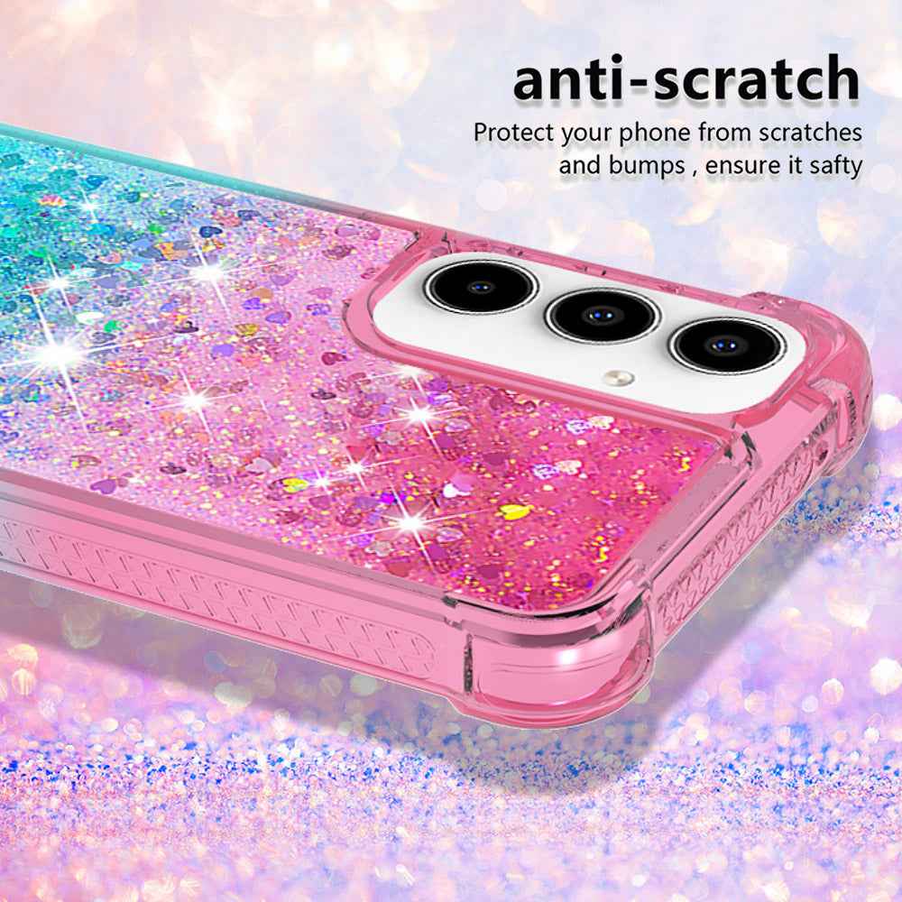 For Samsung Galaxy A57 5G TPU Case Gradient Quicksand Phone Back Cover - Pink+Sky Blue