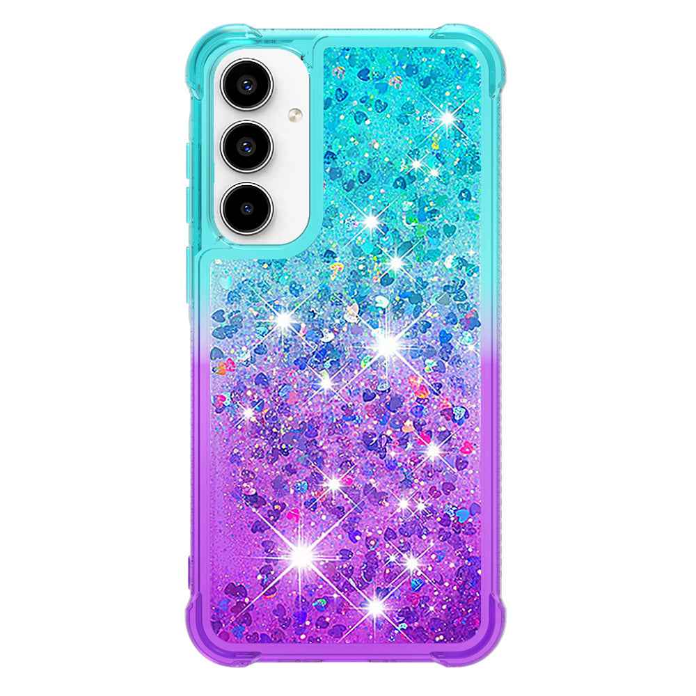 For Samsung Galaxy A57 5G TPU Case Gradient Quicksand Phone Back Cover - Sky Blue+Purple