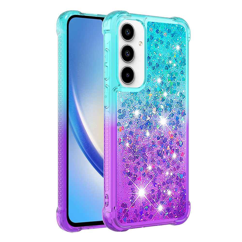 For Samsung Galaxy A57 5G TPU Case Gradient Quicksand Phone Back Cover - Sky Blue+Purple