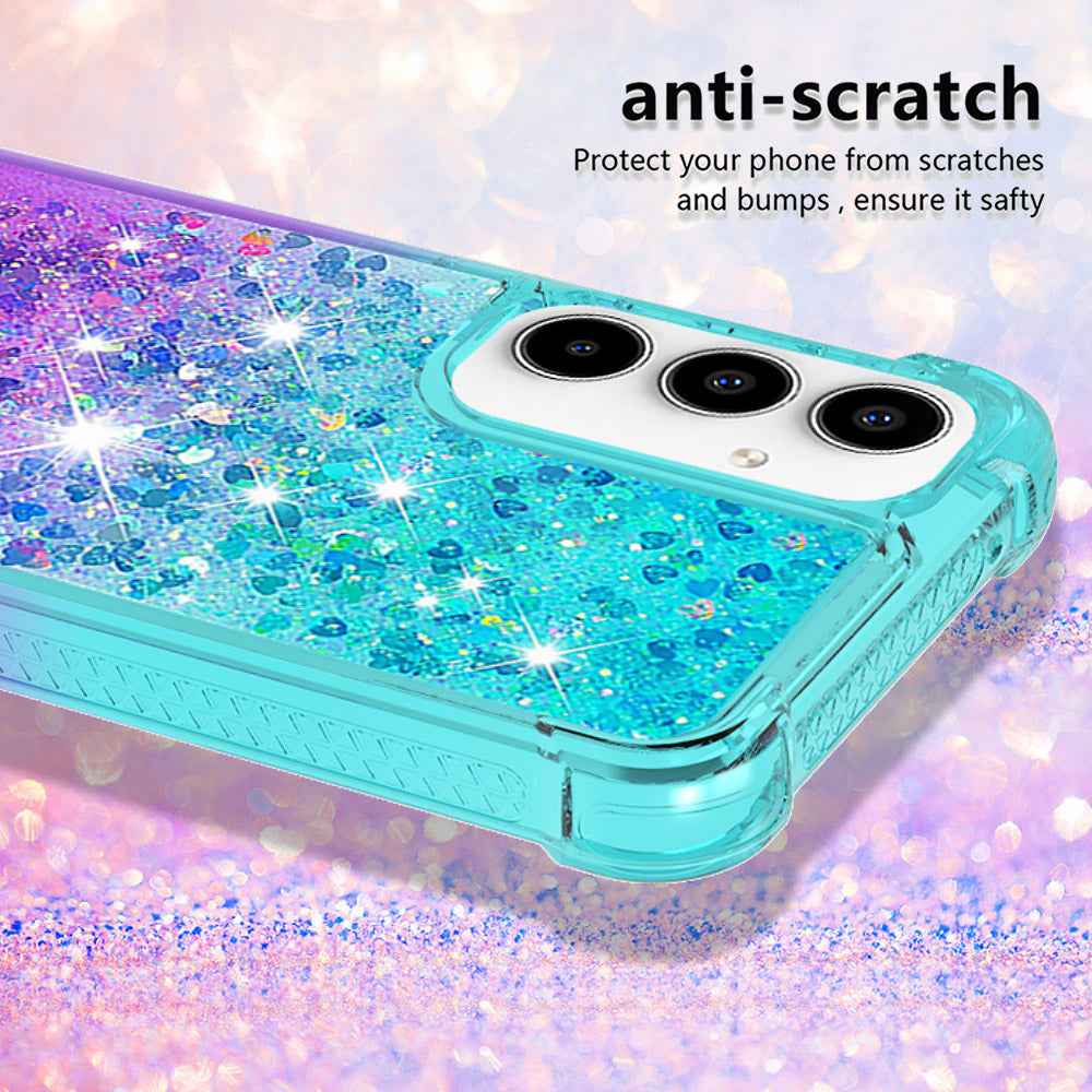 For Samsung Galaxy A57 5G TPU Case Gradient Quicksand Phone Back Cover - Sky Blue+Purple