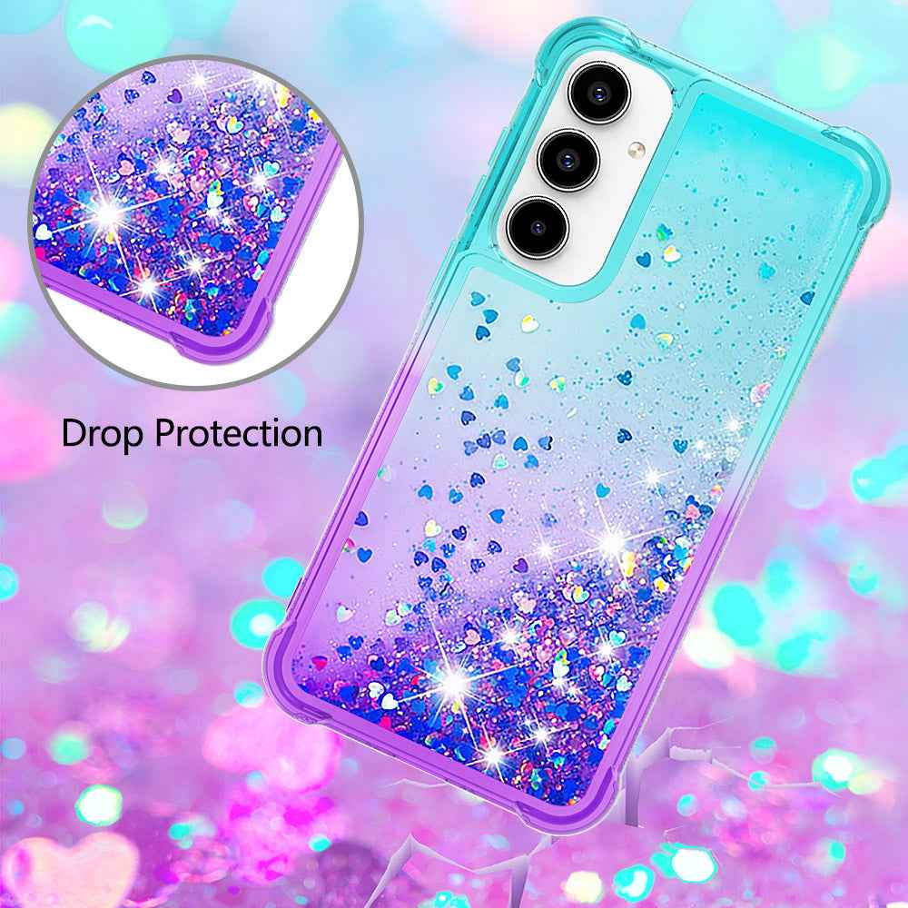 For Samsung Galaxy A57 5G TPU Case Gradient Quicksand Phone Back Cover - Sky Blue+Purple