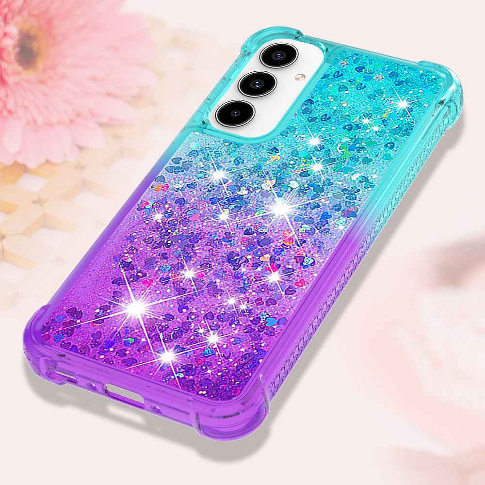 For Samsung Galaxy A57 5G TPU Case Gradient Quicksand Phone Back Cover - Sky Blue+Purple