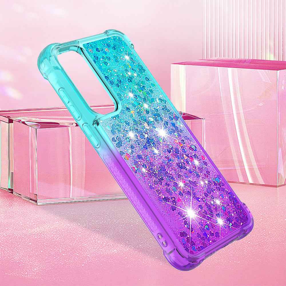 For Samsung Galaxy A57 5G TPU Case Gradient Quicksand Phone Back Cover - Sky Blue+Purple