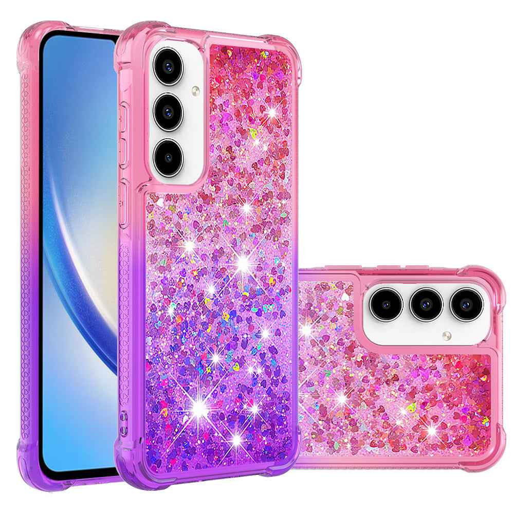 For Samsung Galaxy A57 5G TPU Case Gradient Quicksand Phone Back Cover -  Pink+Purple