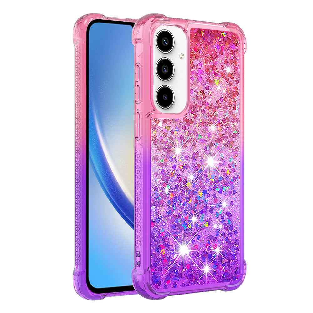 For Samsung Galaxy A57 5G TPU Case Gradient Quicksand Phone Back Cover -  Pink+Purple