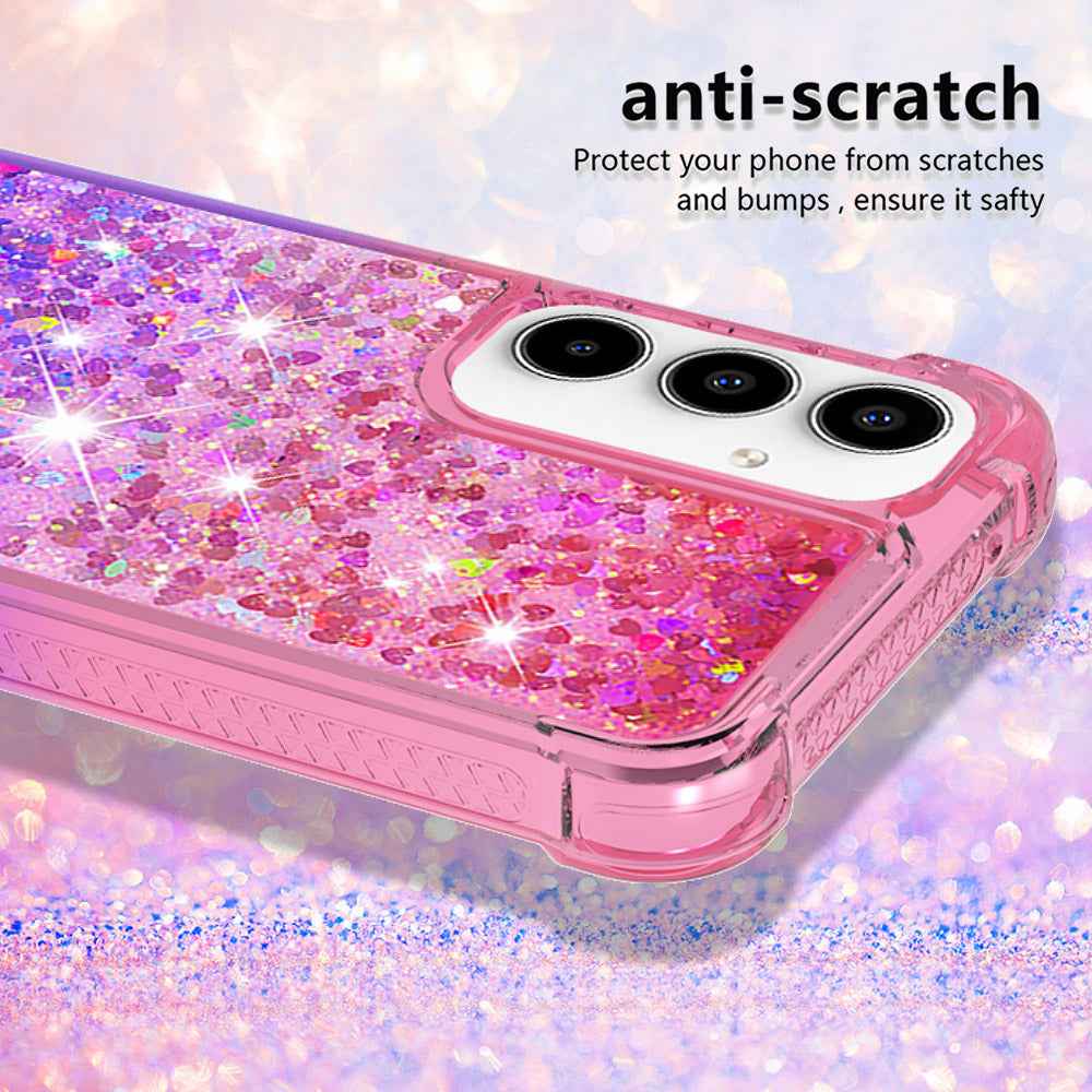 For Samsung Galaxy A57 5G TPU Case Gradient Quicksand Phone Back Cover -  Pink+Purple