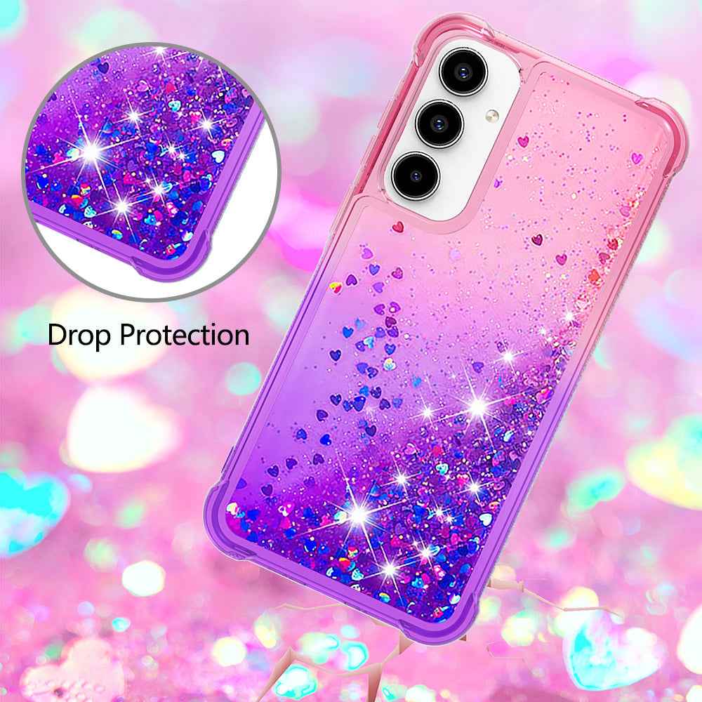 For Samsung Galaxy A57 5G TPU Case Gradient Quicksand Phone Back Cover -  Pink+Purple