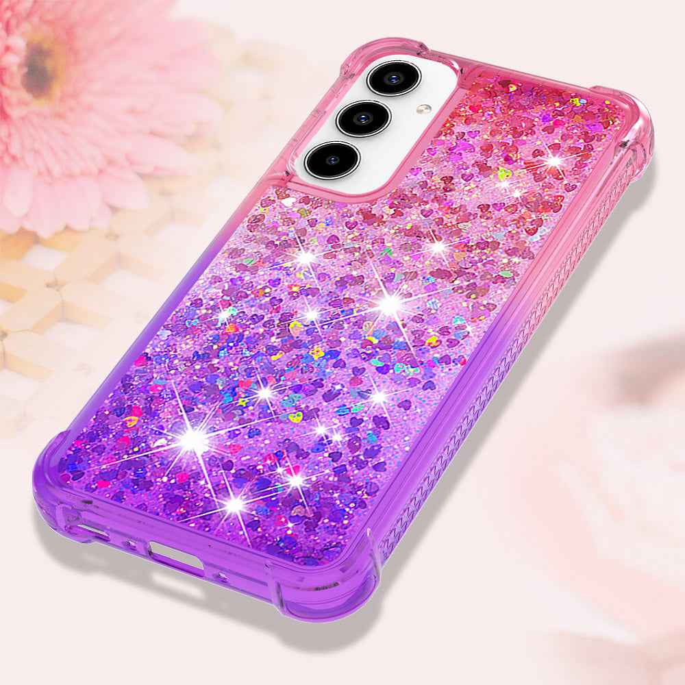 For Samsung Galaxy A57 5G TPU Case Gradient Quicksand Phone Back Cover -  Pink+Purple