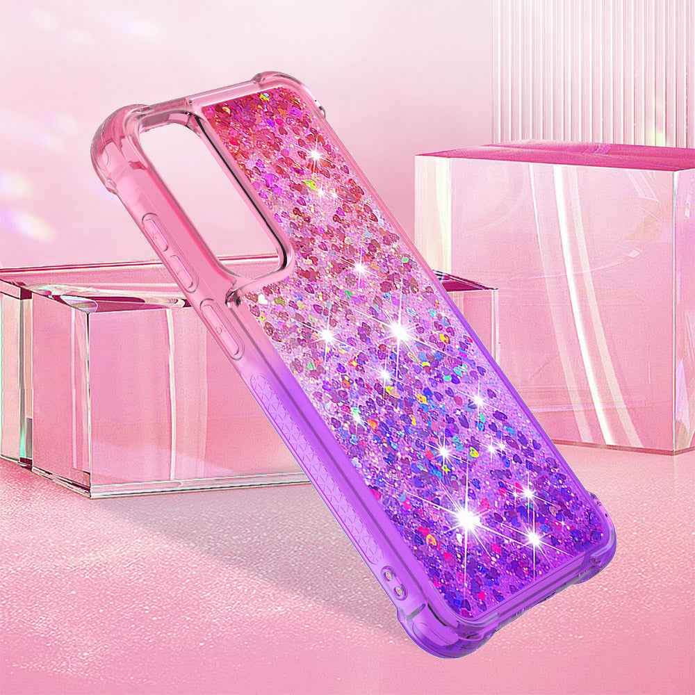 For Samsung Galaxy A57 5G TPU Case Gradient Quicksand Phone Back Cover -  Pink+Purple