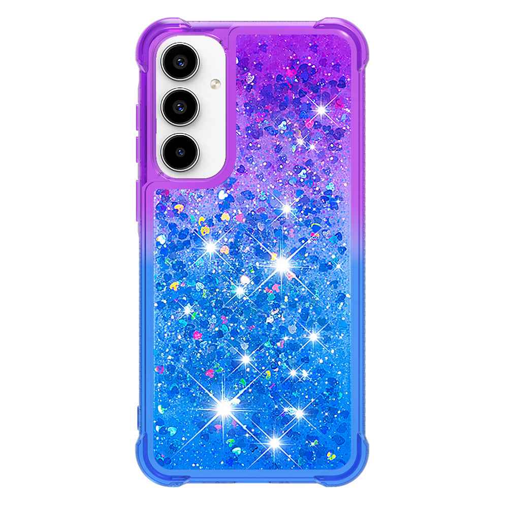 For Samsung Galaxy A57 5G TPU Case Gradient Quicksand Phone Back Cover - Purple+Sky Blue