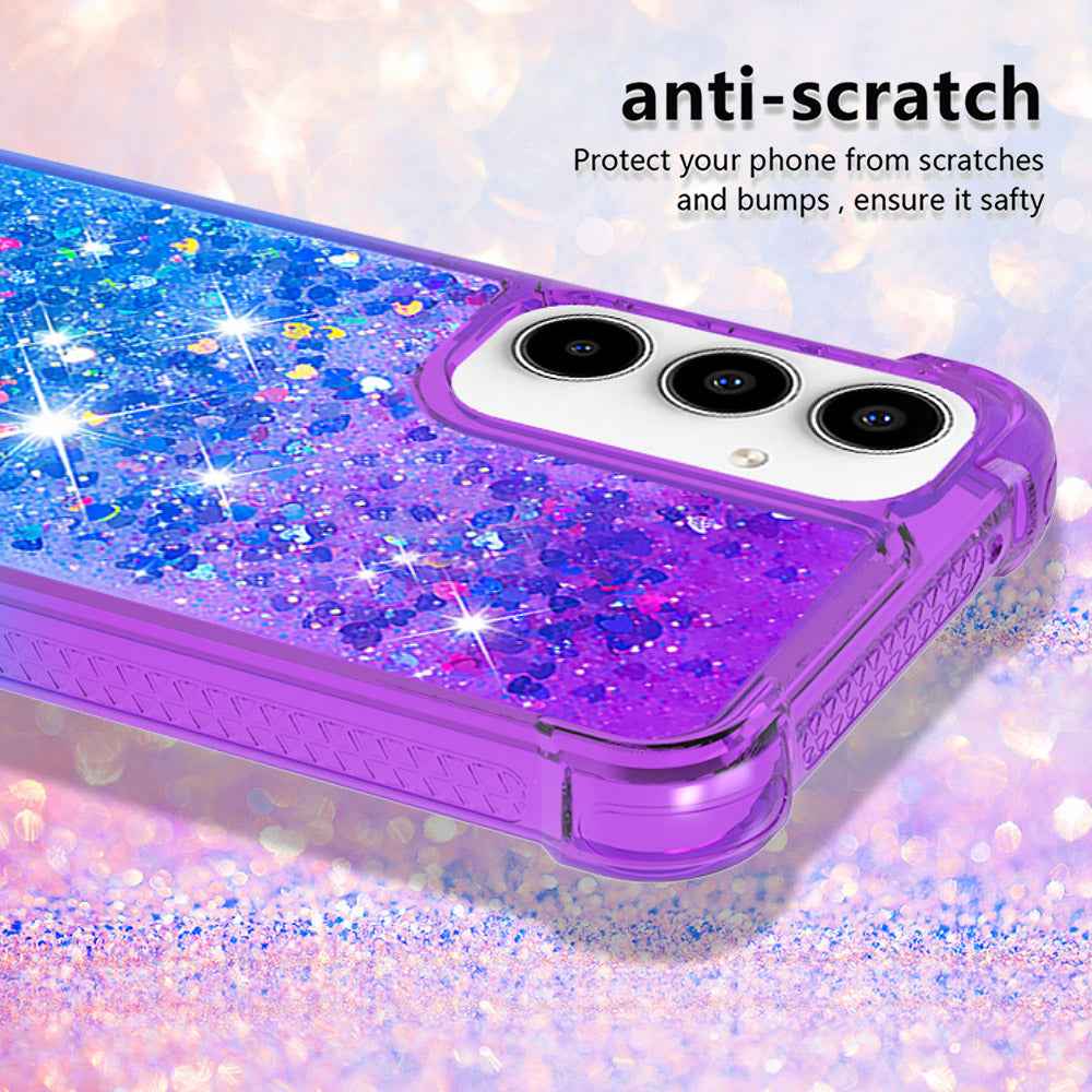 For Samsung Galaxy A57 5G TPU Case Gradient Quicksand Phone Back Cover - Purple+Sky Blue