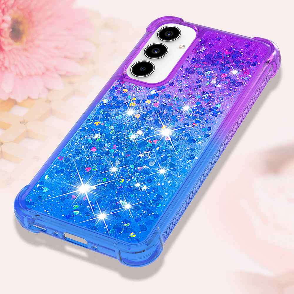 For Samsung Galaxy A57 5G TPU Case Gradient Quicksand Phone Back Cover - Purple+Sky Blue