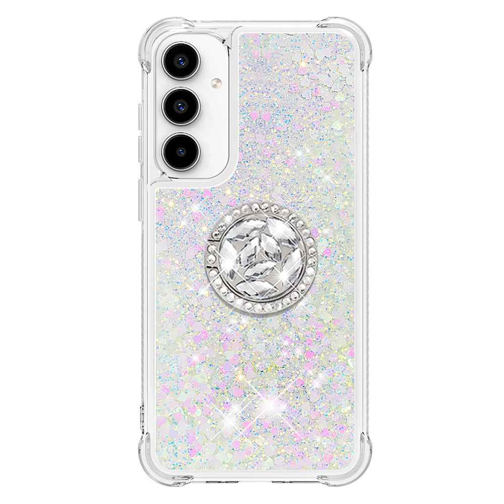 For Samsung Galaxy A57 5G TPU Case with Kickstand Quicksand Shockproof Cover - Laser / Hearts