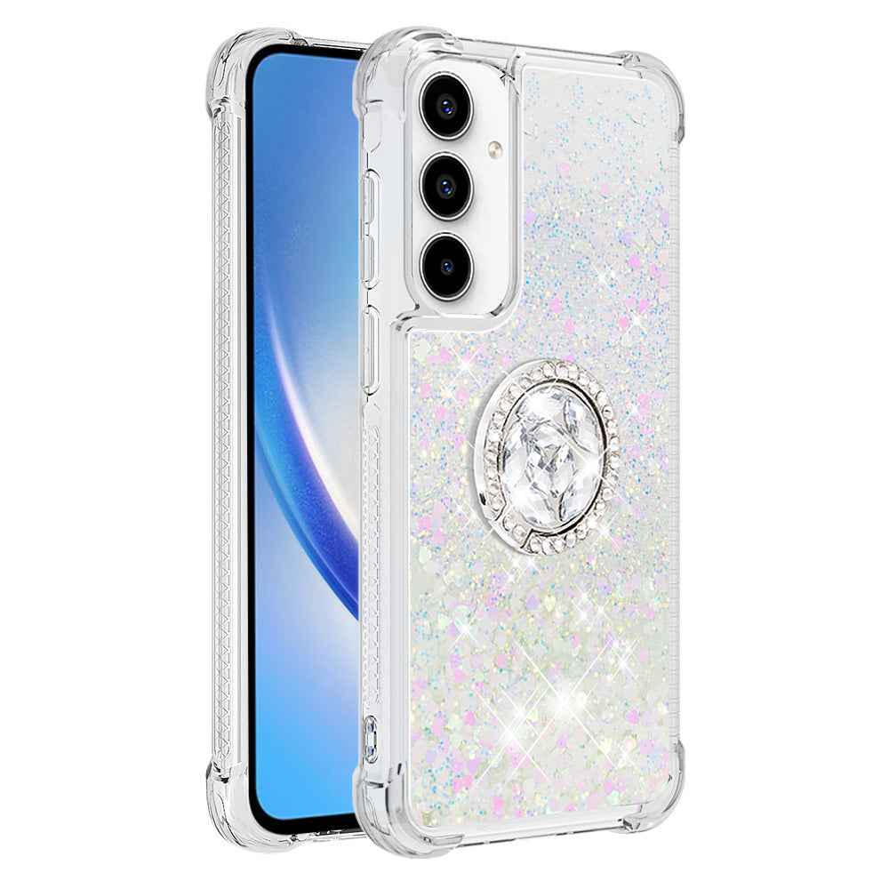 For Samsung Galaxy A57 5G TPU Case with Kickstand Quicksand Shockproof Cover - Laser / Hearts