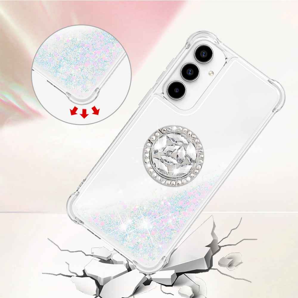 For Samsung Galaxy A57 5G TPU Case with Kickstand Quicksand Shockproof Cover - Laser / Hearts