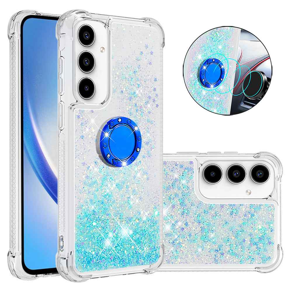 For Samsung Galaxy A57 5G TPU Case with Kickstand Quicksand Shockproof Cover - Blue / Pentagram