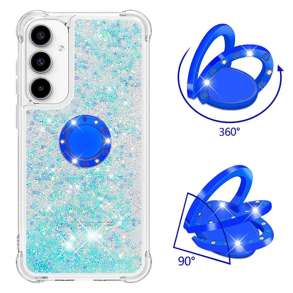 For Samsung Galaxy A57 5G TPU Case with Kickstand Quicksand Shockproof Cover - Blue / Pentagram