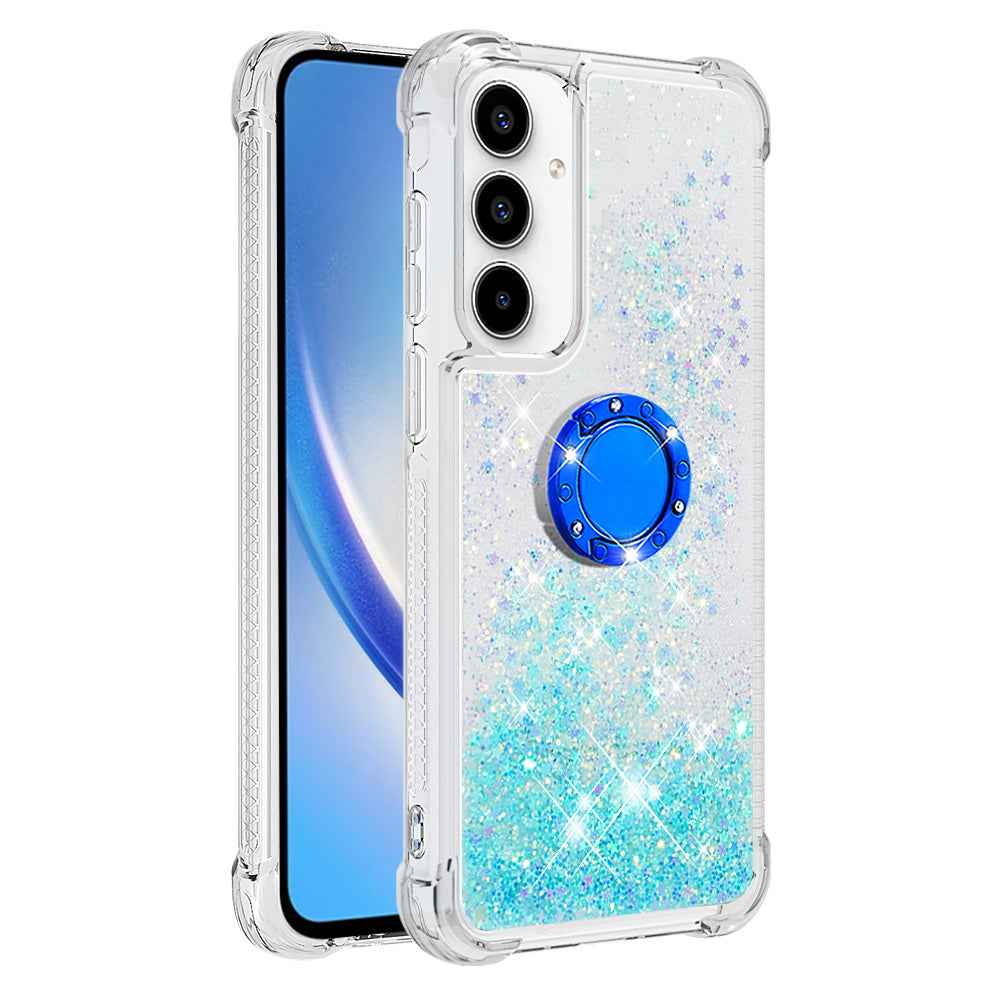 For Samsung Galaxy A57 5G TPU Case with Kickstand Quicksand Shockproof Cover - Blue / Pentagram