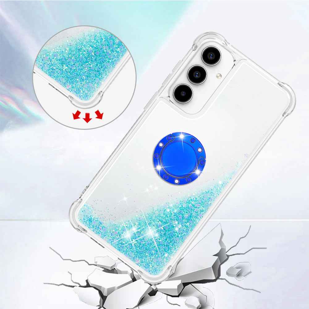 For Samsung Galaxy A57 5G TPU Case with Kickstand Quicksand Shockproof Cover - Blue / Pentagram