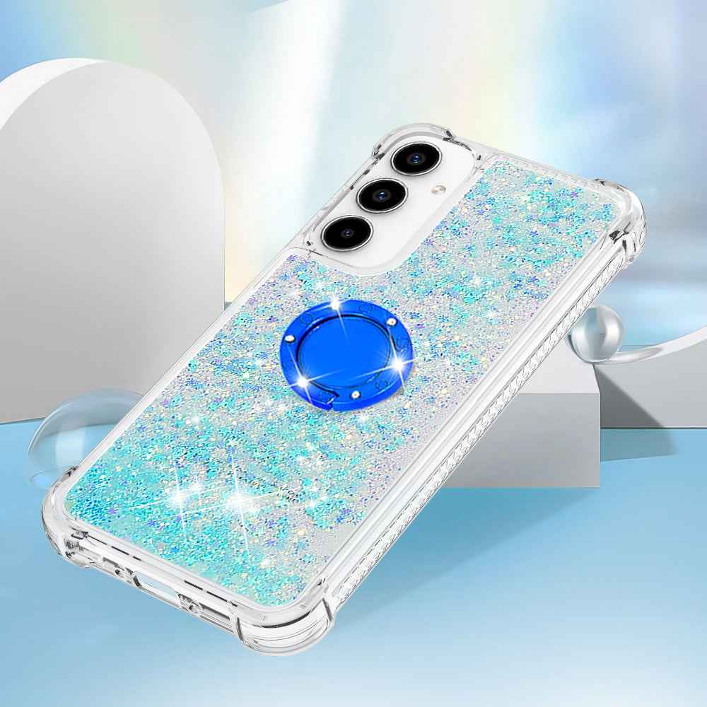 For Samsung Galaxy A57 5G TPU Case with Kickstand Quicksand Shockproof Cover - Blue / Pentagram